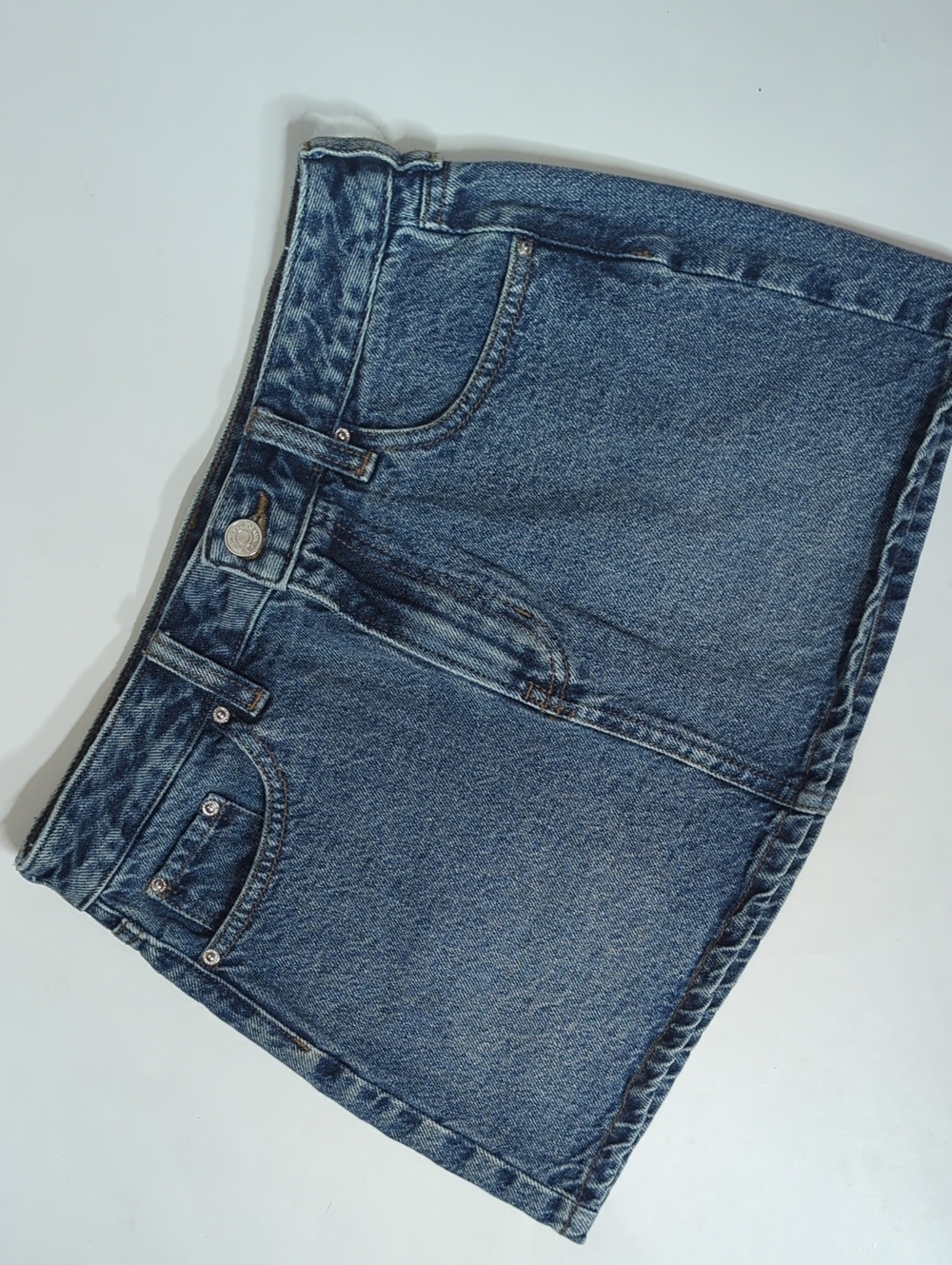 Pacsun Bella Stretch Medium Indigo Mid Rise Jean Denim Mini Skirt